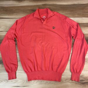 Peter Millar Sweater Mens Medium Seaside Collection Pink Collared Cotton
